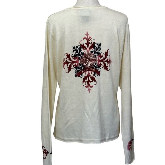 Harley Davidson cream/red sweater, extra large, classic, simple, motorcycling - Picture 3 of 5